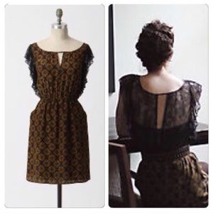 Anthropologie silk ruffle dress with pockets!